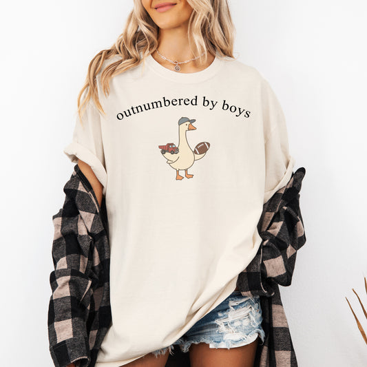 Outnumbered By Boys Comfort Colors Tshirt, Boy Mom Tee, Cute Goose Mom Shirt, Funny Mom Of Boys Gift, Football Mom Top, Mothers Day Gift