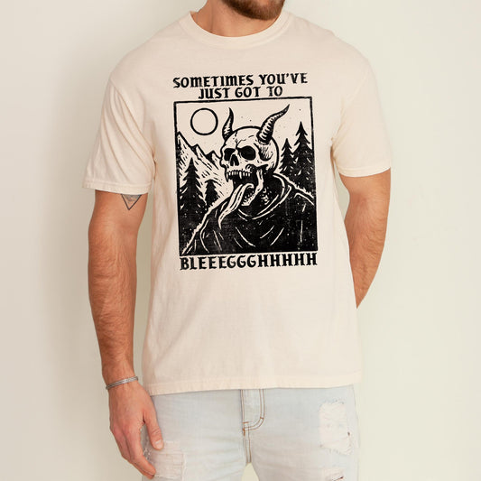 Sometimes You've Just Got To Bleeeggghhhh Tee, Funny Demon Skull Shirt, Vintage Comfort Colors Graphic Tshirt