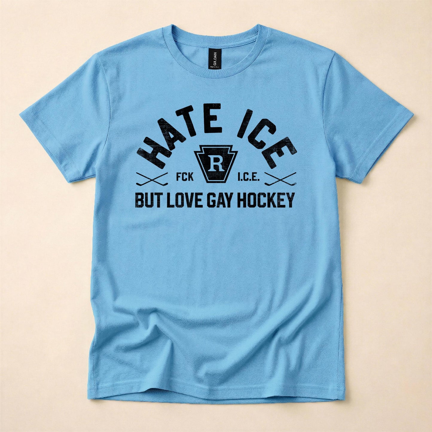 Hate ICE But Love Gay Hockey Shirt | FCK ICE Political Tee | Queer Hockey T-Shirt | Gay Political Shirt | The Gay Agenda