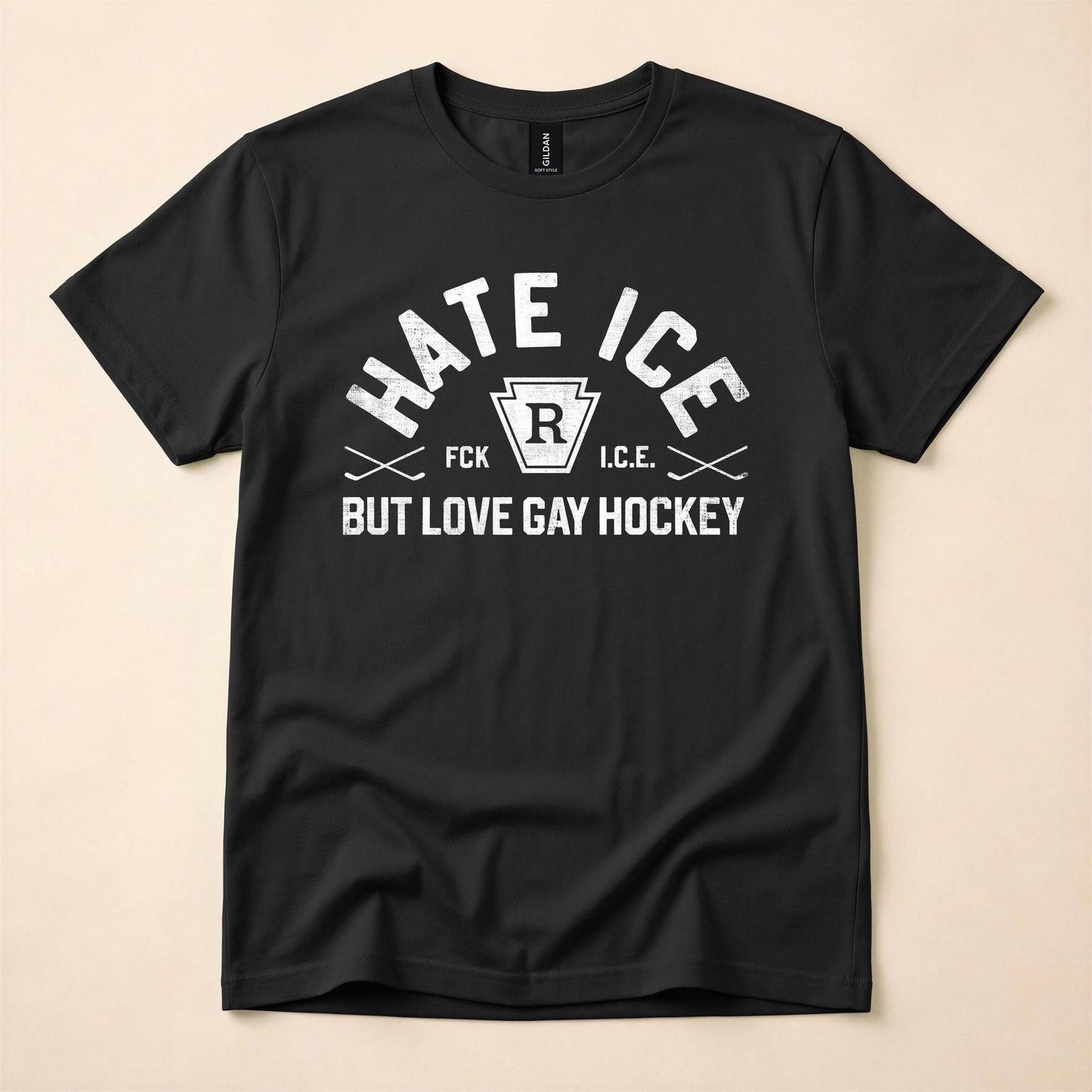 Hate ICE But Love Gay Hockey Shirt | FCK ICE Political Tee | Queer Hockey T-Shirt | Gay Political Shirt | The Gay Agenda