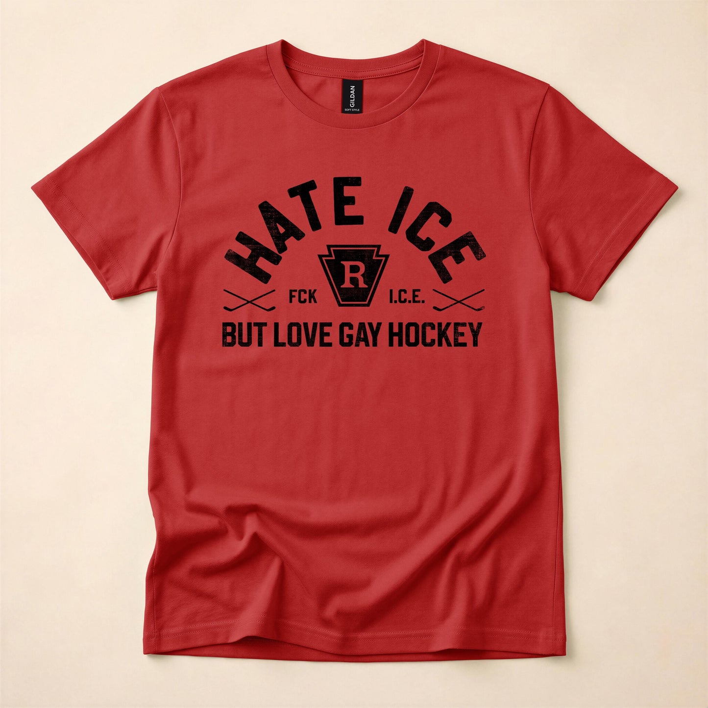 Hate ICE But Love Gay Hockey Shirt | FCK ICE Political Tee | Queer Hockey T-Shirt | Gay Political Shirt | The Gay Agenda