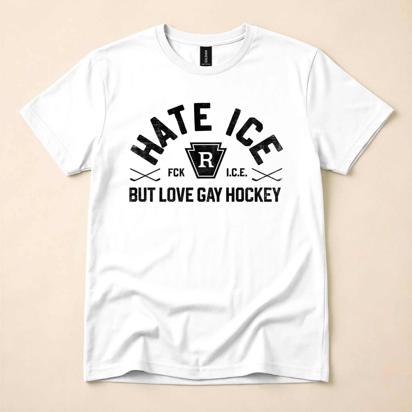 Hate ICE But Love Gay Hockey Shirt | FCK ICE Political Tee | Queer Hockey T-Shirt | Gay Political Shirt | The Gay Agenda