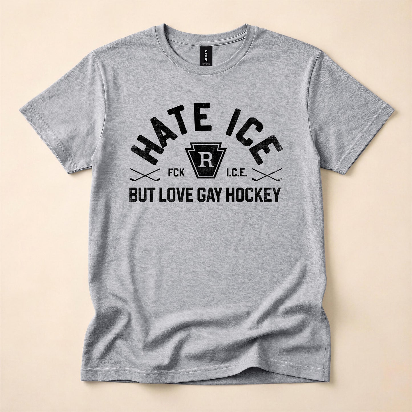 Hate ICE But Love Gay Hockey Shirt | FCK ICE Political Tee | Queer Hockey T-Shirt | Gay Political Shirt | The Gay Agenda
