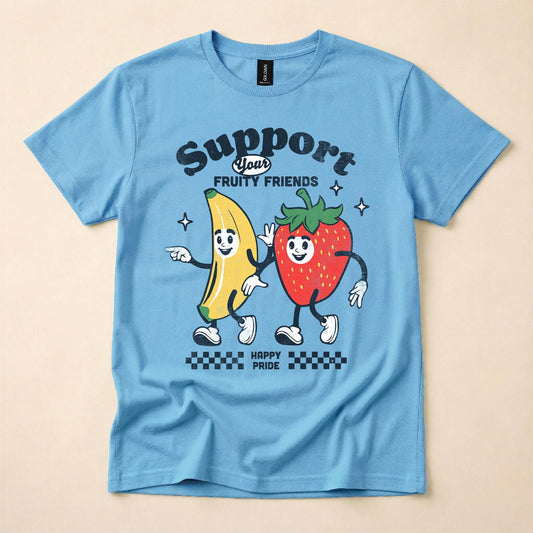 Support Your Fruity Friends Pride Shirt | LGBT Ally Tee | Happy Pride Retro T-Shirt | Funny Gay Pride Gift | The Gay Agenda