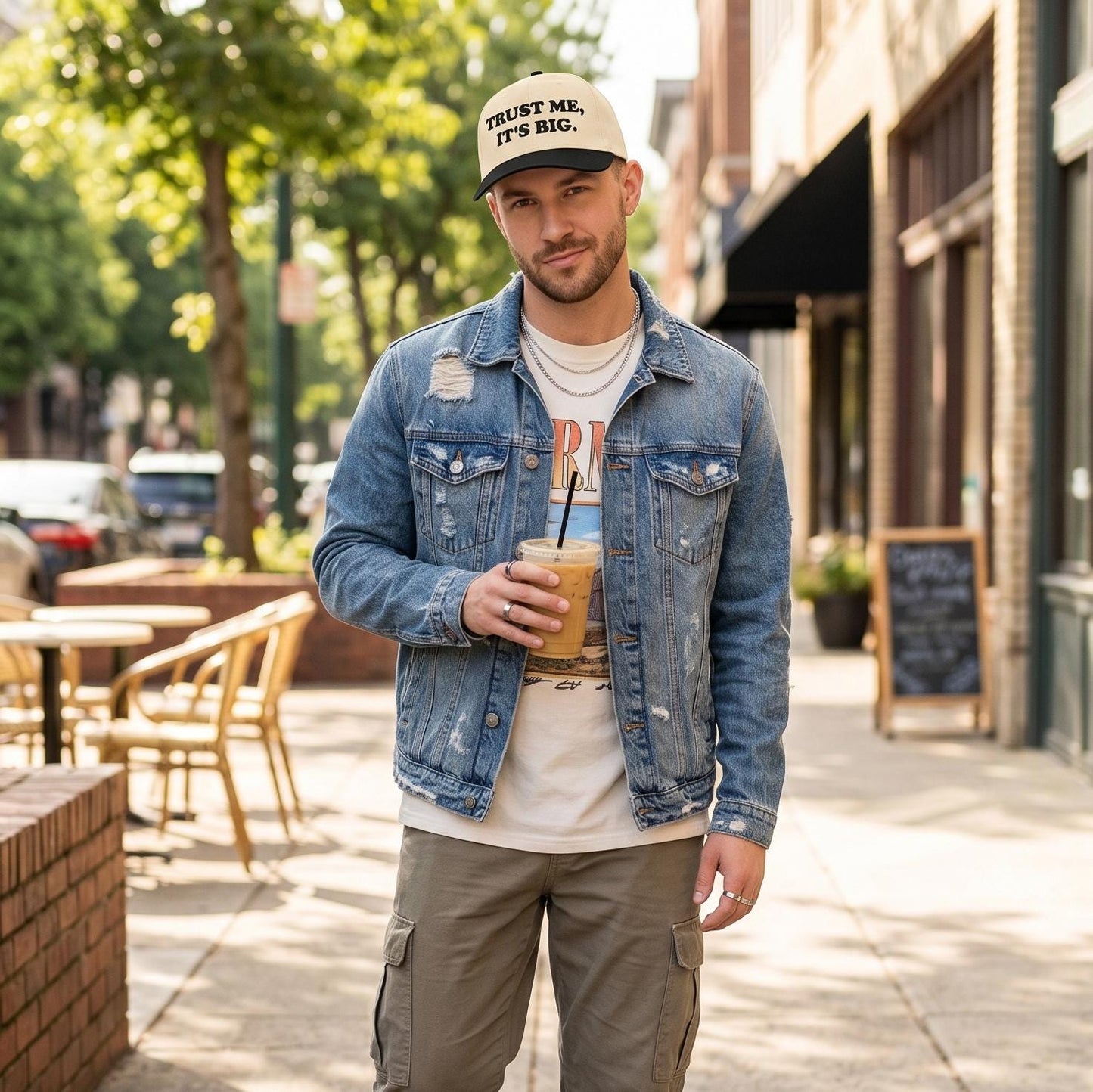 Trust Me It's Big Embroidered Hat, Funny Gay Innuendo Snapback, 5 Panel Baseball Cap, Queer Apparel, Pride Gift for Him