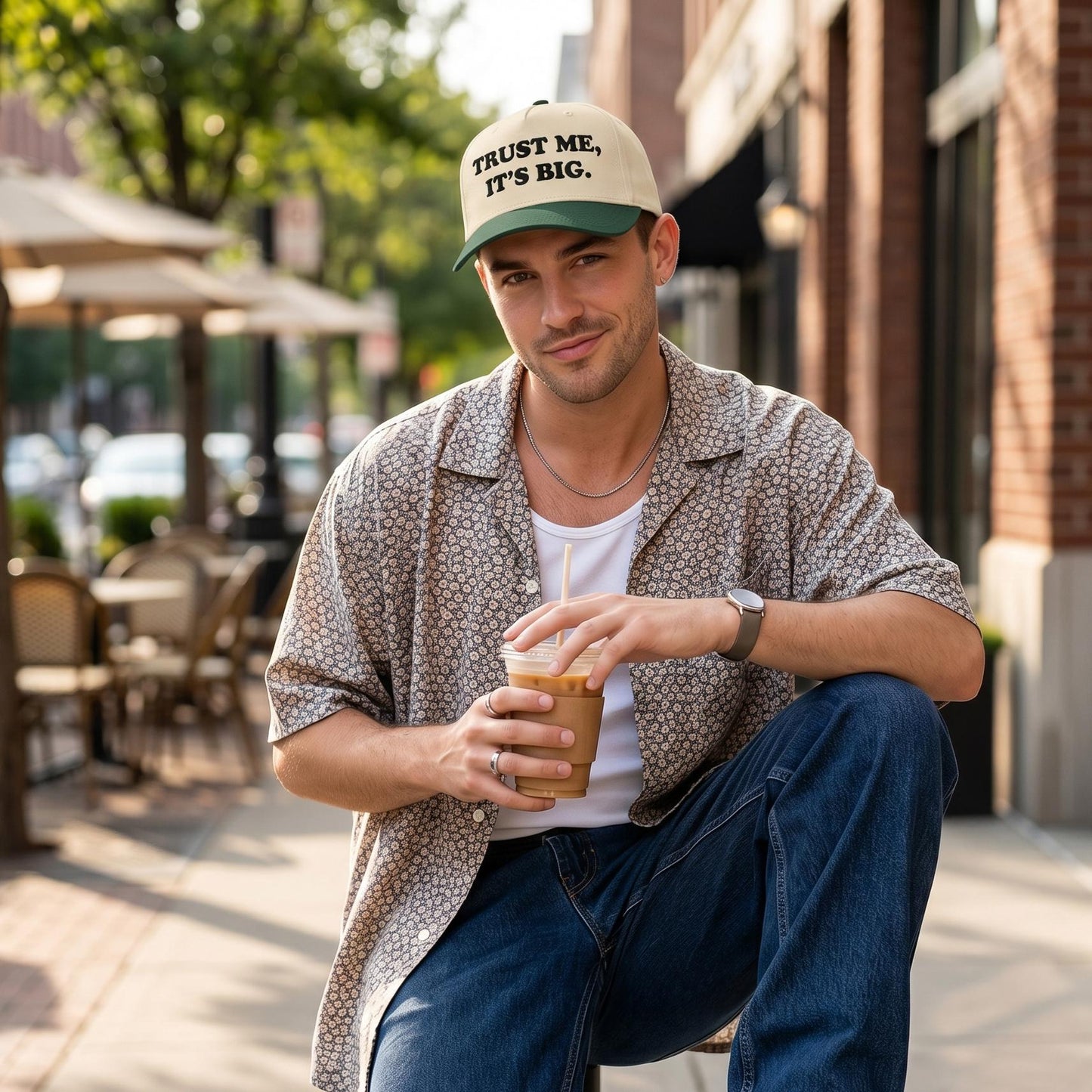 Trust Me It's Big Embroidered Hat, Funny Gay Innuendo Snapback, 5 Panel Baseball Cap, Queer Apparel, Pride Gift for Him