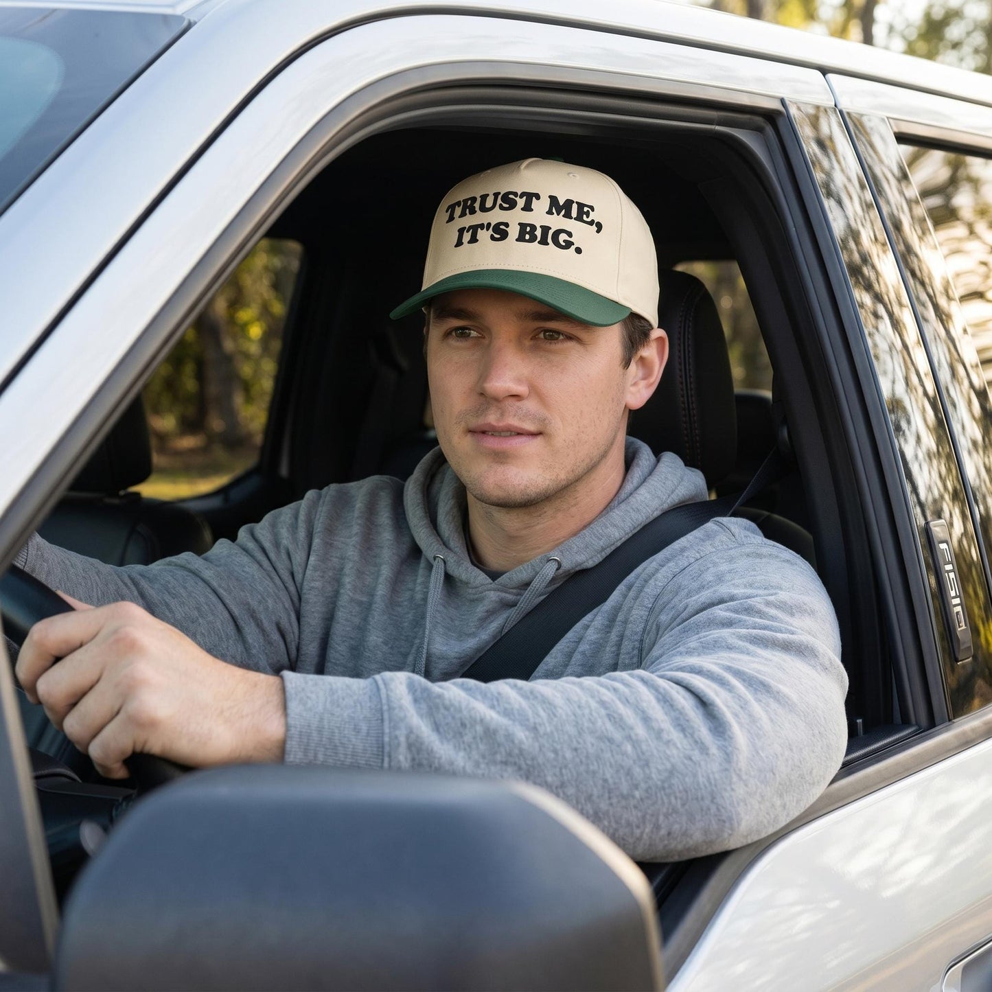 Trust Me It's Big Embroidered Hat, Funny Gay Innuendo Snapback, 5 Panel Baseball Cap, Queer Apparel, Pride Gift for Him