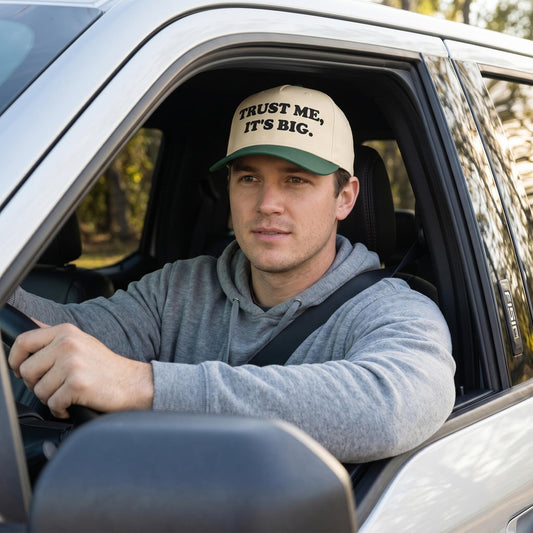 Trust Me It's Big Embroidered Hat, Funny Gay Innuendo Snapback, 5 Panel Baseball Cap, Queer Apparel, Pride Gift for Him