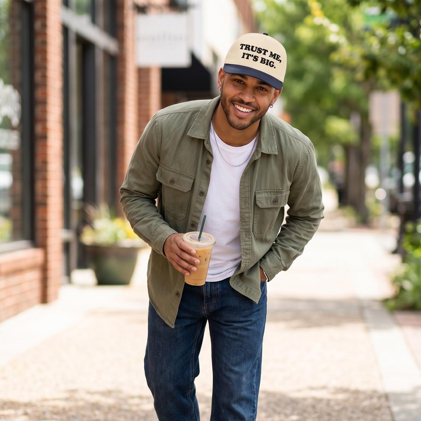 Trust Me It's Big Embroidered Hat, Funny Gay Innuendo Snapback, 5 Panel Baseball Cap, Queer Apparel, Pride Gift for Him