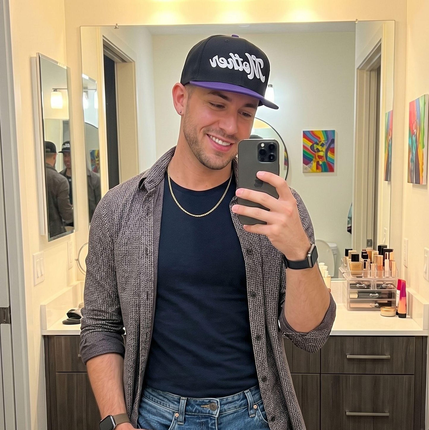 Mother Embroidered Hat, Funny Gay Snapback, Drag Mother Dad Hat, Two Tone Flat Brim, Queer Apparel, LGBTQ Pride Gift