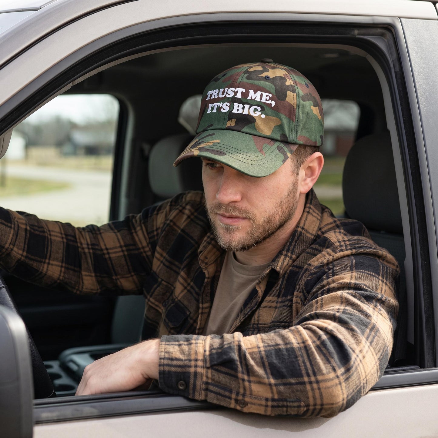 Trust Me It's Big Embroidered Hat, Funny Gay Innuendo Snapback, 5 Panel Baseball Cap, Queer Apparel, Pride Gift for Him