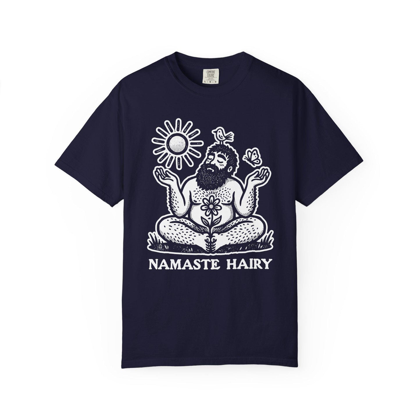 Namaste Hairy Shirt, Funny Gay Bear Yoga Tee, Meditating Hairy Man Comfort Colors Shirt, LGBTQ Bear Pride Gift, Queer Bear Zen Yoga Tee